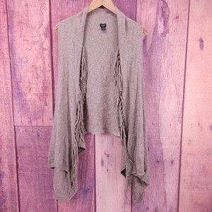 Roffe Fringe Open Sweater Vest One Size Brown